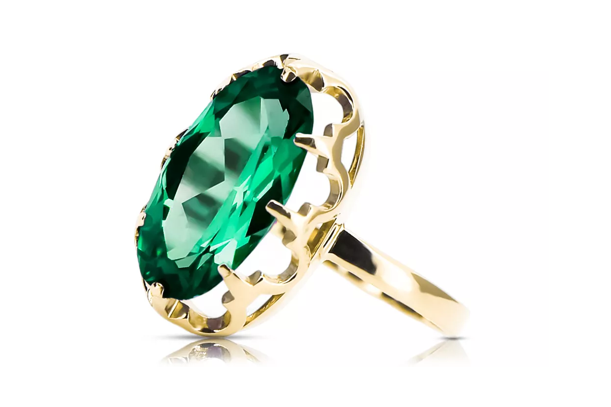 Anneau Bijoux vintage Émeraude Or jaune 14 carats vrc253y